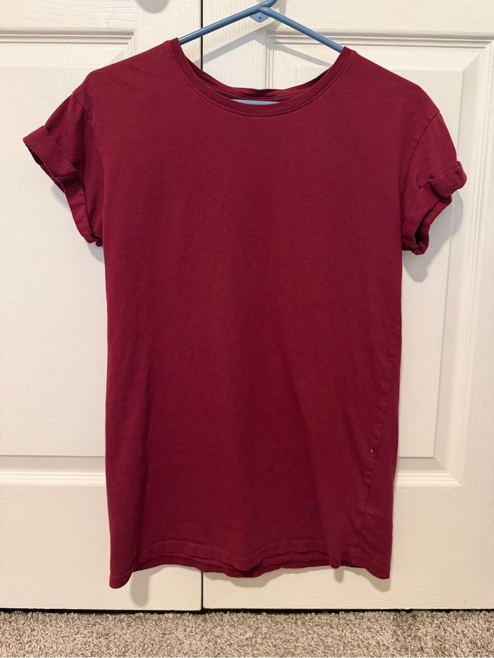 Women's Classic Crewneck T-Shirt Dress- Burgundy